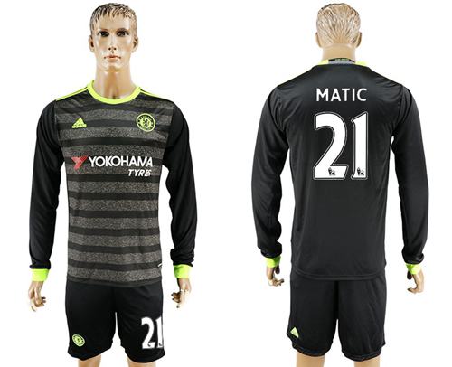 Chelsea #21 Matic Sec Away Long Sleeves Soccer Club Jersey